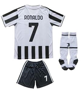 LeenBD 2021/2022 New #7 Ronaldo Kids Soccer Jersey & Shorts Youth Size (White,26..)