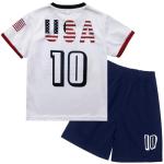 Xuomuen USA Soccer Jersey & Short for Youth Boys Baby Kids Soccer Jersey #10 Uniforms Football for Child,white,Short Sleeve,5-6Y