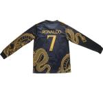 CEKFAX Madrid #7 Special Gold Black Dragon Edition Long Sleeve Football Soccer Kids Jersey Shorts Set Youth Sizes (Black, 30 (12-13 Years Old))