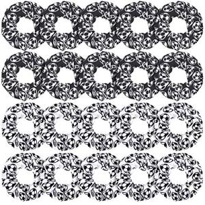 WILLBOND Soccer Hair Ties, 20 Pieces Satin Sport Scrunchies for Girls, Women, Player Team, Christmas (White, Black)