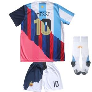 ORGBRAIN Argentina Barcelona Miami #10 New Football Soccer Kids Jersey Shorts Socks Set Youth Sizes (Mix, 30)