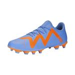 PUMA Mens Future Play Firm, Artificial Ground Soccer Cleats, Blue Glimmer-PUMA Mens White-Ultra Orange, 12.5