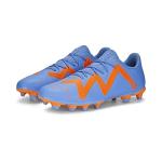 PUMA Mens Future Play Firm, Artificial Ground Soccer Cleats, Blue Glimmer-PUMA Mens White-Ultra Orange, 12.5