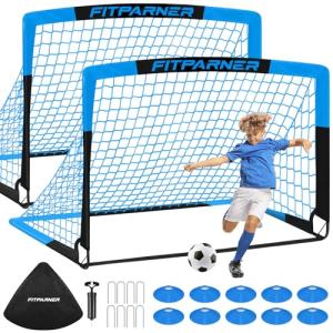 Kids Soccer Goals for Backyard Set - 2 Set of 4X3 ft Soccer Nets for Kids Age 3-14,Portable Pop Up Soccer Training Equipment Kit with Soccer Ball,Cones for Toddler Youth Outdoor