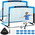 Kids Soccer Goals for Backyard Set - 2 Set of 4X3 ft Soccer Nets for Kids Age 3-14,Portable Pop Up Soccer Training Equipment Kit with Soccer Ball,Cones for Toddler Youth Outdoor