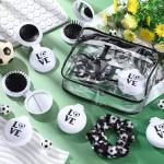 Yungyan 36 Pcs Soccer Gifts 12 Soccer Makeup Bag for Women Party Favors Team Gifts with 12 Sport Hair Scrunchies 12 Round Portable Folding Brush
