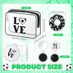 Yungyan 36 Pcs Soccer Gifts 12 Soccer Makeup Bag for Women Party Favors Team Gifts with 12 Sport Hair Scrunchies 12 Round Portable Folding Brush