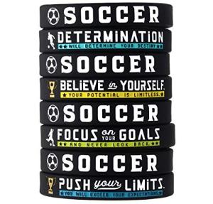 Inkstone Soccer Bracelets with Motivational Sports Quotes Silicone Rubber Wristbands Gift