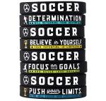 Inkstone Soccer Bracelets with Motivational Sports Quotes Silicone Rubber Wristbands Gift