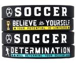 Inkstone Soccer Bracelets with Motivational Sports Quotes Silicone Rubber Wristbands Gift