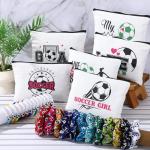 Baderke 48 Pcs Soccer Team Gifts 12 Pcs Make up Bags 12 Novelty Ball Socks 12 Scrunchie Hair Ties 12 Soccer Bracelet Accessories Gifts for Birthday Sport Party Favor