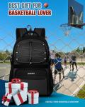 LOINTET Basketball Bag Backpack with Ball Holder Shoes Compartment, Large Basketball Accessories Sports Bag More Pockets for Football, Soccer, Volleyball, Gym, Travel, Black