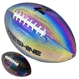 ZEESHINE HyperGlow Holographic Football – Ultra-Reflective Glow in Dark, Cool Sports Gift for Men & Women, Outdoor/Indoor Game (Black, 9)