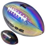 ZEESHINE HyperGlow Holographic Football – Ultra-Reflective Glow in Dark, Cool Sports Gift for Men & Women, Outdoor/Indoor Game (Black, 9)