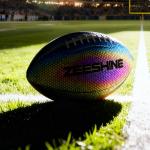ZEESHINE HyperGlow Holographic Football – Ultra-Reflective Glow in Dark, Cool Sports Gift for Men & Women, Outdoor/Indoor Game (Black, 9)