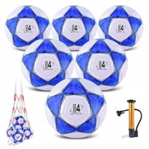ELKCIP 6 Pack Classic deflated Soccer Balls Size 3/4/5 with Pump and Mesh Bag for Indoor Outdoor Lawn Game Training Practice Bulk Sport Gift for Teens Adults, Dark Blue, Size 4