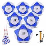 ELKCIP 6 Pack Classic deflated Soccer Balls Size 3/4/5 with Pump and Mesh Bag for Indoor Outdoor Lawn Game Training Practice Bulk Sport Gift for Teens Adults, Dark Blue, Size 4