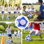 ELKCIP 6 Pack Classic deflated Soccer Balls Size 3/4/5 with Pump and Mesh Bag for Indoor Outdoor Lawn Game Training Practice Bulk Sport Gift for Teens Adults, Dark Blue, Size 4