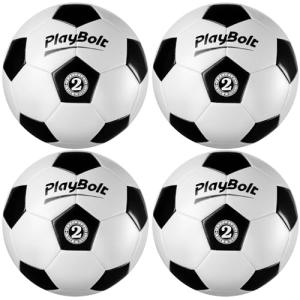 PlayBolt Soccer Ball Size 2 - Official Size Soccer Balls with Pump in Classic Black and White for Kids Youth & Toddler Sports, Indoor & Outdoor (Pack of 4)