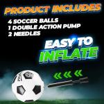 PlayBolt Soccer Ball Size 2 - Official Size Soccer Balls with Pump in Classic Black and White for Kids Youth & Toddler Sports, Indoor & Outdoor (Pack of 4)