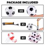 6 Pack Classic deflated Soccer Balls Size 4 with Pump and Mesh Bag for Indoor Outdoor Lawn Game Training Practice Bulk Sport Gift for Teens Adults, Black, Size 4