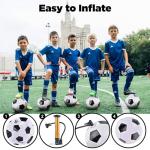 6 Pack Classic deflated Soccer Balls Size 4 with Pump and Mesh Bag for Indoor Outdoor Lawn Game Training Practice Bulk Sport Gift for Teens Adults, Black, Size 4