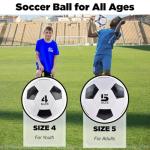 6 Pack Classic deflated Soccer Balls Size 4 with Pump and Mesh Bag for Indoor Outdoor Lawn Game Training Practice Bulk Sport Gift for Teens Adults, Black, Size 4