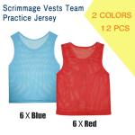 Layway Pinnies Team Practice Vests for Child Youth Teen Adult,Mesh Scrimmage Jersey for Soccer Football Basketball,Set of 12/24 (Red-6 + Blue-6, Child/5-10 Years Old)