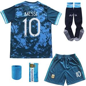 ORGBRAIN 2021 Argentina Away Copa-American #10 Kids Soccer Jersey & Shorts Set Youth Sizes (Navy, 26 (8-9 Years Old))