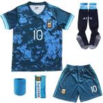 ORGBRAIN 2021 Argentina Away Copa-American #10 Kids Soccer Jersey & Shorts Set Youth Sizes (Navy, 26 (8-9 Years Old))