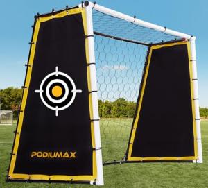 PodiuMax 4 in 1 Soccer Goal & Rebounder, 7x5ft Rebound Net with Upgrade Frame, Steel Ground Pass Net for Backyard Park Field, Soccer Kick Back Trainer for High Passing, Low Passing & Shooting Training
