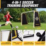 PodiuMax 4 in 1 Soccer Goal & Rebounder, 7x5ft Rebound Net with Upgrade Frame, Steel Ground Pass Net for Backyard Park Field, Soccer Kick Back Trainer for High Passing, Low Passing & Shooting Training