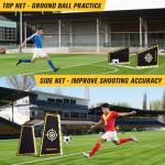 PodiuMax 4 in 1 Soccer Goal & Rebounder, 7x5ft Rebound Net with Upgrade Frame, Steel Ground Pass Net for Backyard Park Field, Soccer Kick Back Trainer for High Passing, Low Passing & Shooting Training