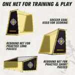 PodiuMax 4 in 1 Soccer Goal & Rebounder, 7x5ft Rebound Net with Upgrade Frame, Steel Ground Pass Net for Backyard Park Field, Soccer Kick Back Trainer for High Passing, Low Passing & Shooting Training