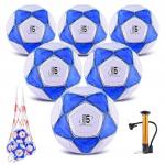 ELKCIP 6 Pack Classic deflated Soccer Balls Size 5 with Pump and Mesh Bag for Indoor Outdoor Lawn Game Training Practice Bulk Sport Gift for Teens Adults, Dark Blue, Size 5