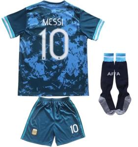 Necm 2021 Argentina #10 Copa Away Kids Soccer Jersey/Shorts/Socks Kit Youth Sizes (Blue, 30. (12-13 Years))