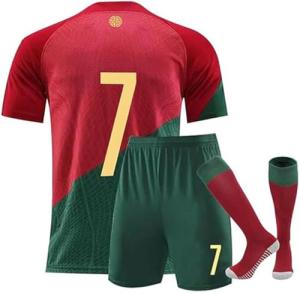 Soccer Jersey Kids, Boys' Soccer Jersey #7, Youth Jersey Socks Soccer Shirt Kit Set (Red, 6-7 Years)