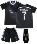 LeenBD Ronaldo No #7 Madrid Black Dragoon Special Edition Kids Soccer Jersey Kit Shorts Socks Set Youth Sizes (Black,30)