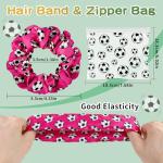 Soccer Party Favors Set Hair Accessories with 12 Soccer Mini Detangler Brush, Satin Soccer Scrunchies Hair Ties,Soccer Makeup Bags and Stickers Soccer Birthday Party Decoration for Sports Team Gifts