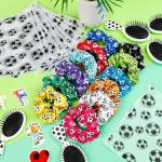 Soccer Party Favors Set Hair Accessories with 12 Soccer Mini Detangler Brush, Satin Soccer Scrunchies Hair Ties,Soccer Makeup Bags and Stickers Soccer Birthday Party Decoration for Sports Team Gifts