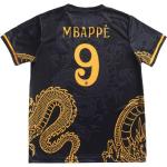 LeenBD Mbappe No #9 Madrid Special Gold Dragon Edition Kids Soccer Jersey Shirts Football Futbol Socks Set Youth Sizes (Black, 24 (6_7 Years Old))..