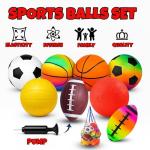 COAMZPARTY 8 Pack Balls for Toddlers Kids, 5 Inch Soccer Balls, Football, Basketball, Beach Balls, Kickball for Outdoor & Indoor Games, Sport Ball Set with Pump and Storage Bag, Boys and Girls Gift