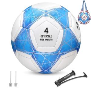 STEEFAN Pink/Blue/Teal Soccer Ball Size 4 for Kids Outdoor Play,Color Change Soccer Official Ball with Needles and Air Pump,Gift Idea for Kid Teen Boy Girl Junior Women,Indoor Outdoor Game Soccer Ball