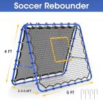 JIRTEMOT Soccer Rebounder Net, 2-Sided Football Trainer with Fast/Slow Rebound for Ball Control, Passing, Shooting, Portable Volleyball Practice Equipment for Youth & Adults, Easy Setup, 5FTx4FT
