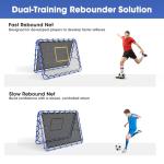 JIRTEMOT Soccer Rebounder Net, 2-Sided Football Trainer with Fast/Slow Rebound for Ball Control, Passing, Shooting, Portable Volleyball Practice Equipment for Youth & Adults, Easy Setup, 5FTx4FT