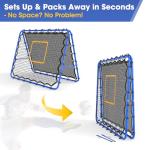 JIRTEMOT Soccer Rebounder Net, 2-Sided Football Trainer with Fast/Slow Rebound for Ball Control, Passing, Shooting, Portable Volleyball Practice Equipment for Youth & Adults, Easy Setup, 5FTx4FT