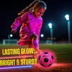 Glow in the Dark Soccer Ball | Sports Gift for Girls Ages 6-15 | LED Light-Up Ball with 3 Extra Batteries and Pump | Pre-Installed Batteries | Size 5 | Indoor & Outdoor Fun Gift for Kids & Teens 8-15