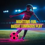 Glow in the Dark Soccer Ball | Sports Gift for Girls Ages 6-15 | LED Light-Up Ball with 3 Extra Batteries and Pump | Pre-Installed Batteries | Size 5 | Indoor & Outdoor Fun Gift for Kids & Teens 8-15