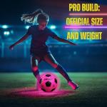 Glow in the Dark Soccer Ball | Sports Gift for Girls Ages 6-15 | LED Light-Up Ball with 3 Extra Batteries and Pump | Pre-Installed Batteries | Size 5 | Indoor & Outdoor Fun Gift for Kids & Teens 8-15