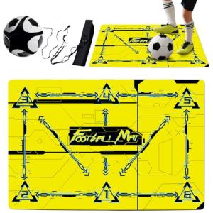 Soccer training mat,Soccer training equipment accessories for All Ages to Improve Speed Strength Agility and Coordination,Anti-Slip/Silent Mat (Yellow)
